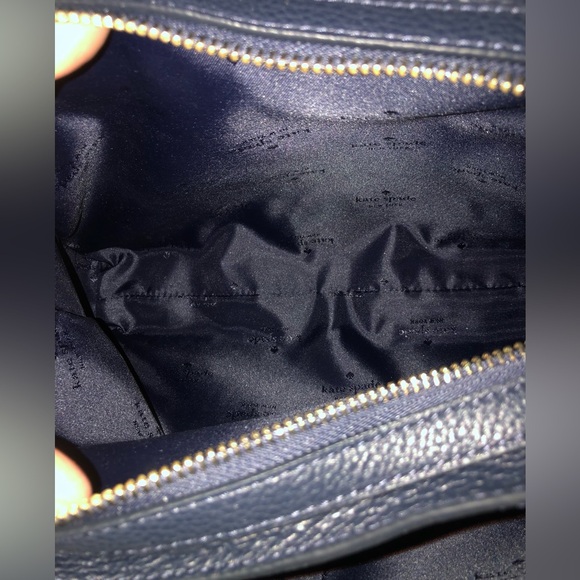 NWT-Kate Spade-Leila-Med 3 Compartment Shoulder-Patchwork Suede-Blazer Blue-$479 - Picture 11 of 15